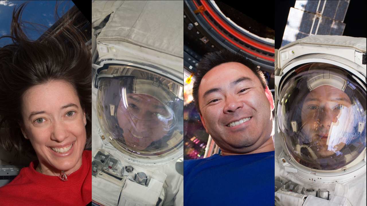 The members of the SpaceX Crew-2 mission to the International Space Station. Picture from left are NASA astronauts Megan McArthur and Shane Kimbrough, JAXA (Japan Aerospace Exploration Agency) astronaut Akihiko Hoshide and ESA (European Space Agency) astronaut Thomas Pesquet. Credits: NASA