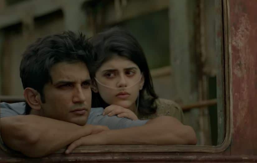 Sushant Singh Rajput and Sanjana Sanghi in Dil Bechara. Image from YouTube