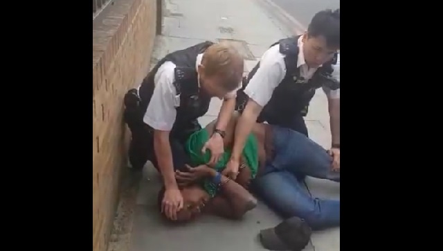 One London police officer suspended after video goes viral of him kneeling on Black man's neck during arrest One London police officer suspended after video goes viral of him kneeling on Black man's neck during arrest