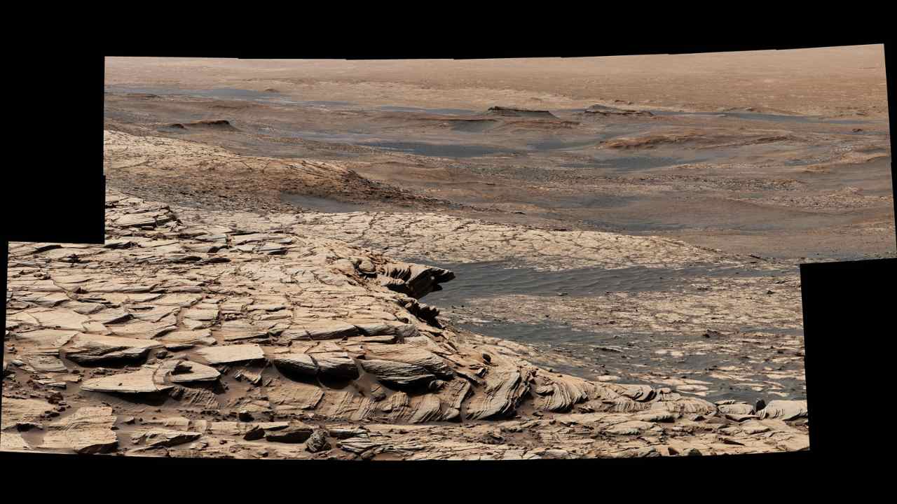 Stitched together from 28 images, NASA's Curiosity Mars rover captured this view from 