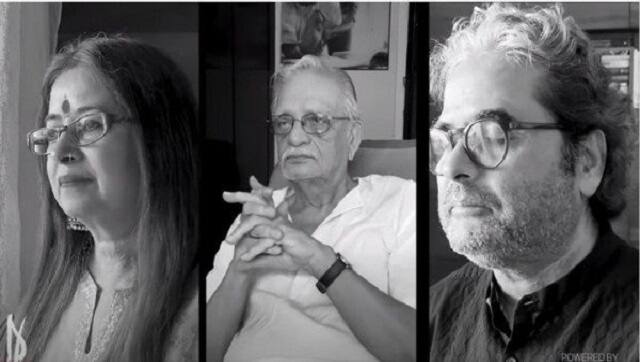 Rekha Bhardwaj, Gulzar, and Vishal Bhardwaj in a still from 'Dhoop Aane Do'