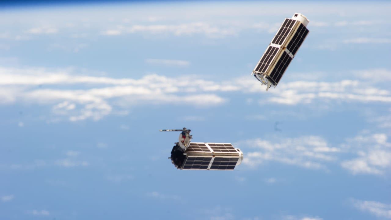 A pair of Planet’s Dove satellites after deployment from the Space Station. Image credit: NASA
