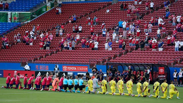 Major League Soccer backs players booed for kneeling during pre-game national anthem Major League Soccer backs players booed for kneeling during pre-game national anthem