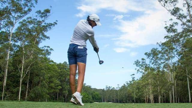 Golfer Aditi Ashok after a swing. Image: Instagram/AditiAshok