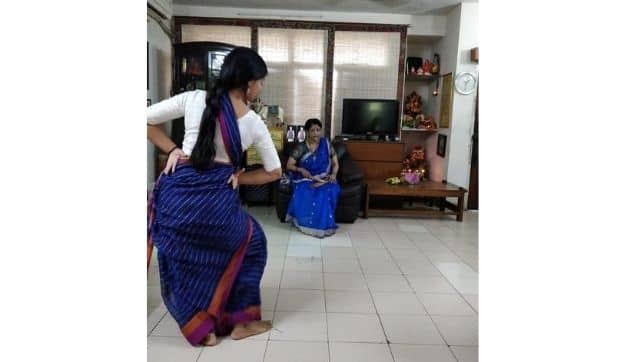 The author practising dance in the presence of her guru. Image courtesy: Ranjini Nair