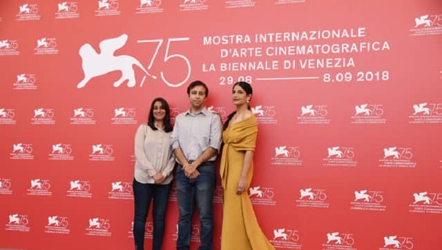 Director Ivan Ayr (C) and actor Saloni Batra attend 