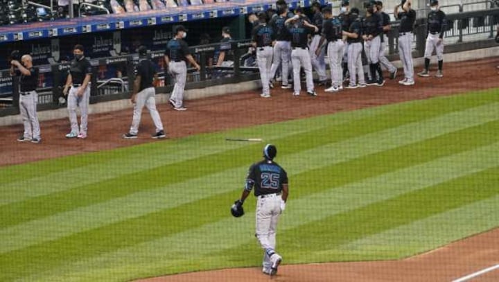 Major League Baseball clubs New York Mets, Miami Marlins walk off field in social injustice protest