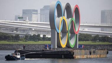 Tokyo Olympics 2020: Giant Olympic rings in Japan's capital towed away for maintenance