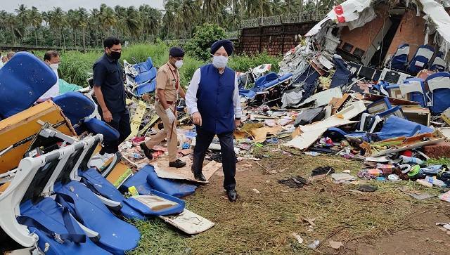 Civil Aviation Minister Hardeep Singh Puri at Air India Express plane crash site in Kozhikode. ANI