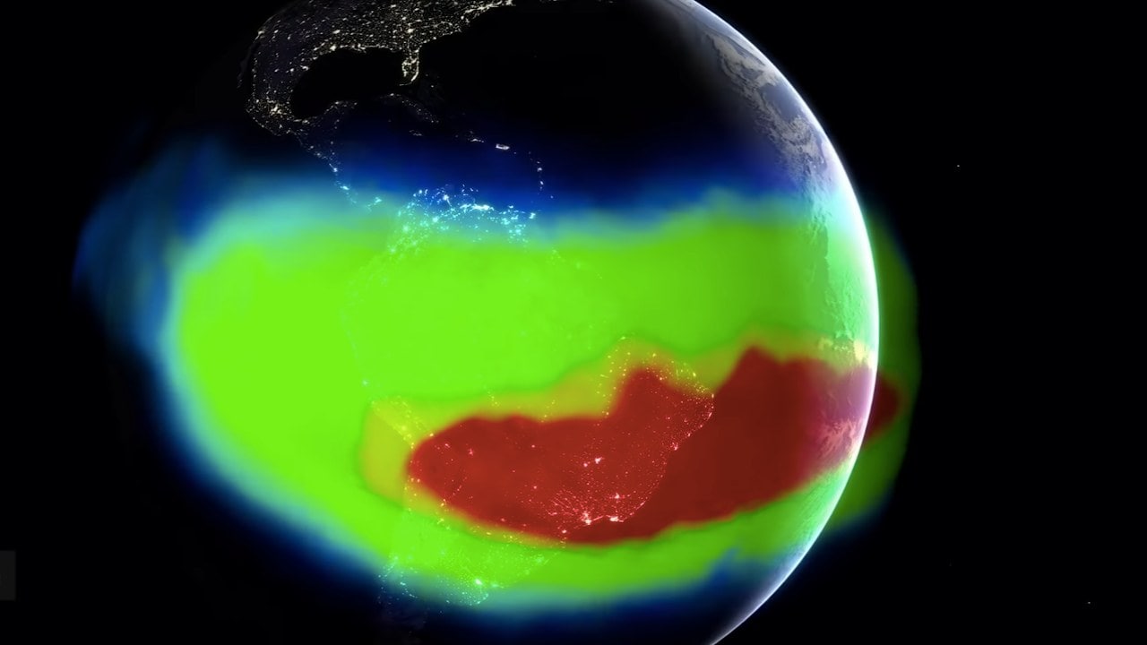 An illustration of the South Atlantic Anomaly. Image: NASA/YouTube