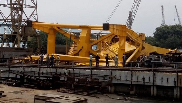 At least 11 dead after industrial crane collapses at Hindustan Shipyard site in Visakhapatnam