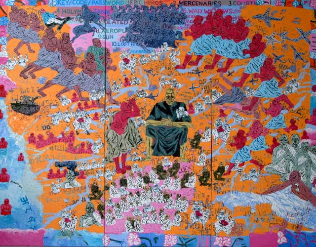 Watever is Here, by Arpita Singh. 2003 Oil on canvas. Courtesy - Kiran Nadar Museum of Art 