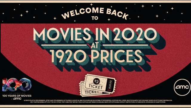 US theatre chain AMC marks its reopening by offering movie tickets priced at 15 cents US theatre chain AMC marks its reopening by offering movie tickets priced at 15 cents