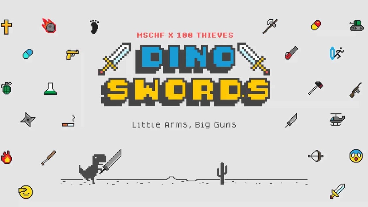 Dino Swords. Image: MSCHF, 100 Thieves