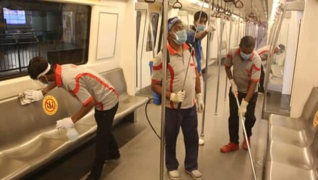 The gates of all metro stations are shut but one can see staff sweeping the steps, wiping clean the railings, grills. Pramod Pushkarna 