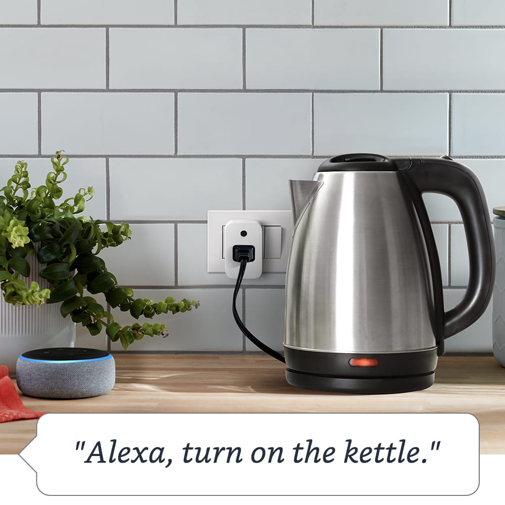 Amazon Smart Plug can be connected with standard appliances like water kettle, or a lamp. 
