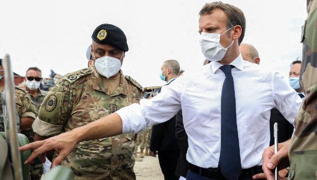 French president Emmanuel Macron during his visit to Lebanon that concluded on Tuesday. AP