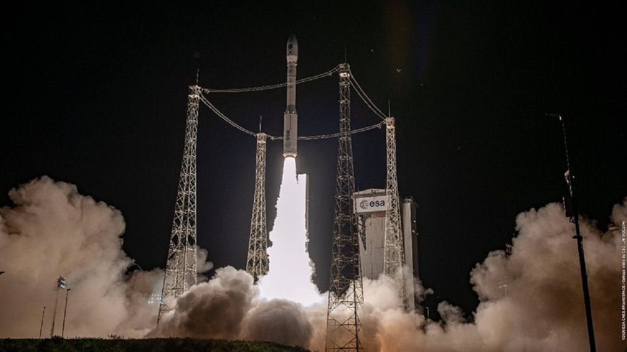 The ESA-Arianespace Vega rocket launched from French Guinea Image credit: ESA/Twitter