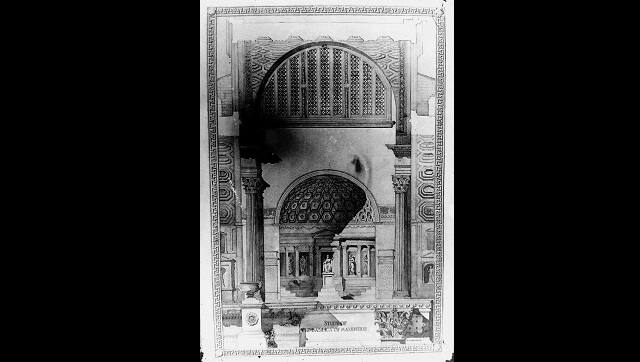 Study of the Basilica of Maxentius - History Composition at the Sir JJ School of Art, circa, 1940, by GS Kalkundri. Image via archives of Sir JJ College of Architecture. 