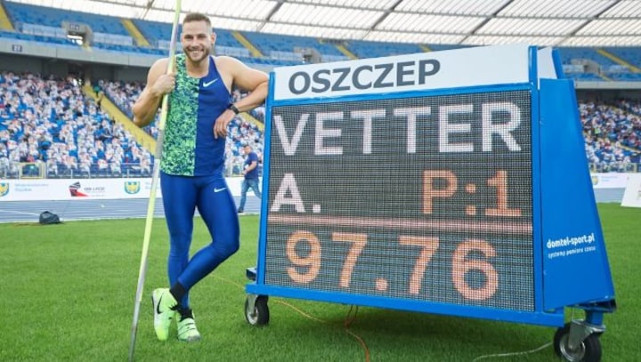 Former world champion Johannes Vetter records second-best javelin throw in history at Poland meet