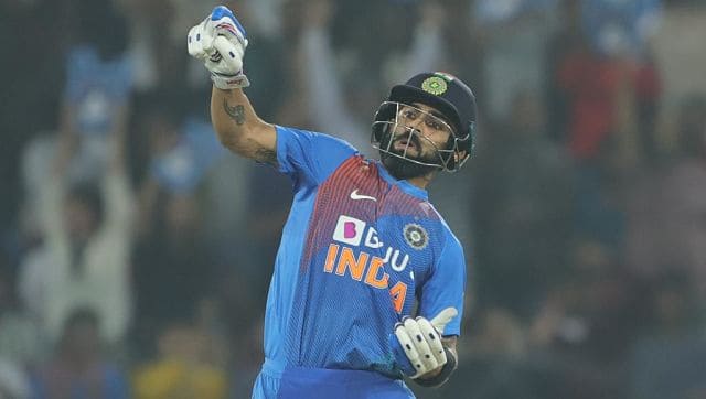 Kohli doing the notebook celebration in front of Kesrick Williams. ICC