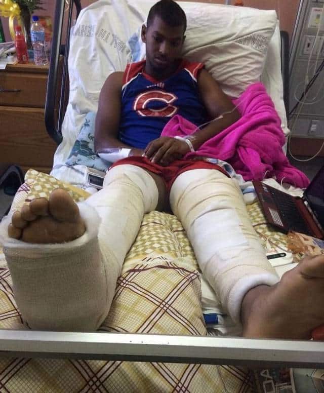 Nicholas Pooran was unable to walk for six months in 2015 after an accident. Source: Twitter