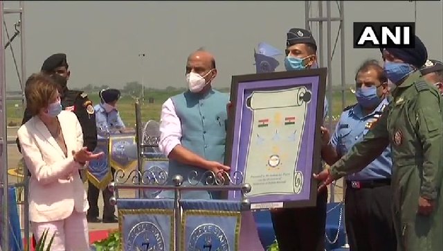 Rafale Induction Ceremony: First batch of fighter jets inducted to IAF's 'Golden Arrows' squadron at Ambala airbase Rafale Induction Ceremony: First batch of fighter jets inducted to IAF's 'Golden Arrows' squadron at Ambala airbase