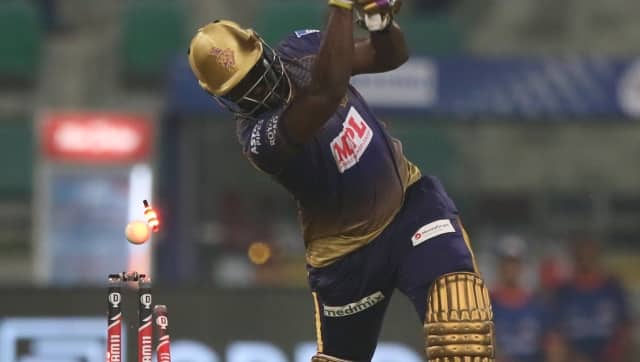 Andre Russell,  sent at No 5, failed to find his rhythm against MI. Image courtesy: Pankaj Nangia / Sportzpics for BCCI