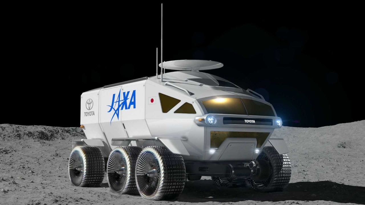Artist's illustration of the planned Toyota/JAXA crewed rover on the moon. (Image credit: Toyota/JAXA)