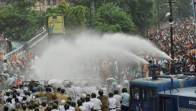  Police use water cannons to disperse BJP workers and supporters in Kolkata. PTI
