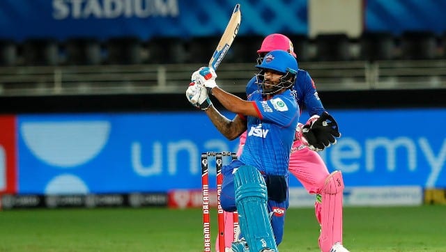 Shikhar Dhawan’s half-century laid the platform for DC’s total. Image courtesy: Sportzpics