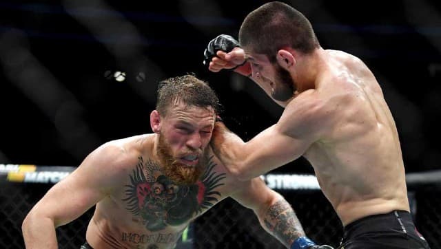 Khabib Nurmagomedov (right) mauled Conor McGregor in the ring after enduring days of trash talking from the latter. Image courtesy: Reuters/File