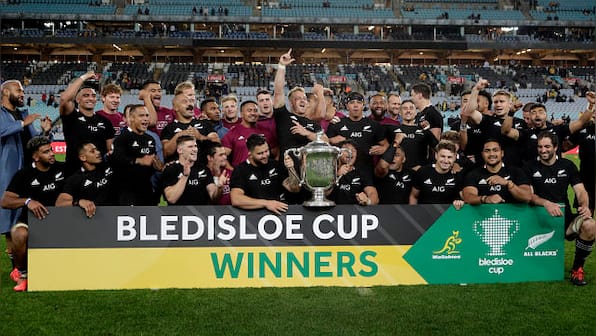 Bledisloe Cup: All Blacks retain trophy for record 18th straight year after beating Australia 43-5
