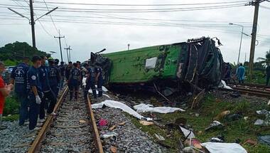 18 killed, 40 injured in Thailand after train collides with bus travelling from Samut Prakan province to Chachoengsao temple