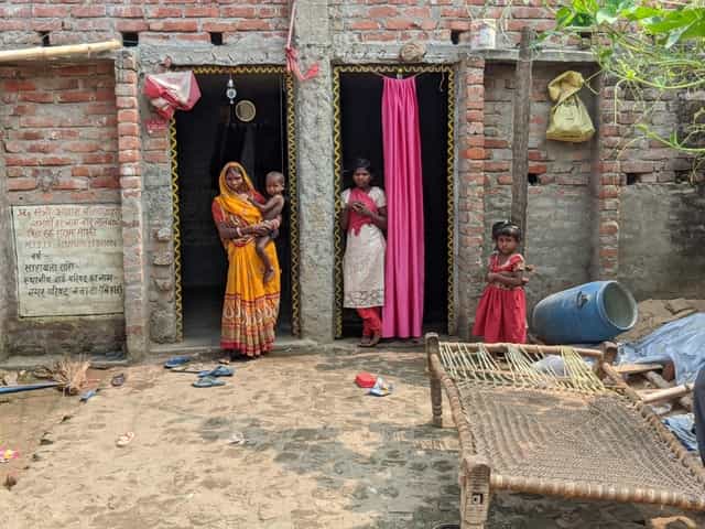 Chandu's mother along with his sisters at his home in Bihar's Nawada. Firstpost/Devparna Acharya