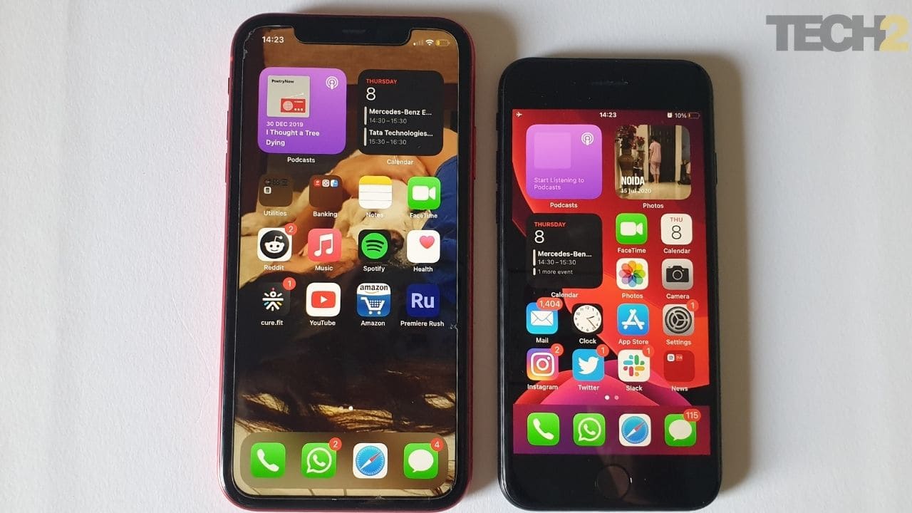 iPhone SE display vs iPhone 11's. Image: tech2/Nandini Yadav
