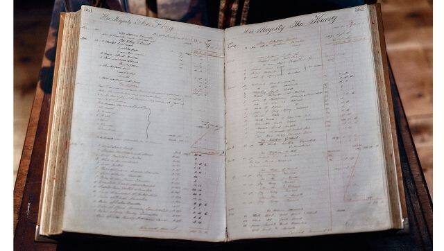 An aging ledger at Huntsman on Savile Row in London is a sartorial record of the monarchy.