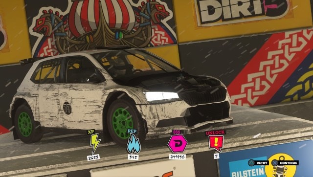 If you're wondering why I've been so self-deprecating about my skills behind the virtual wheel, this is what my car looked like after my first race. Screen grab from DIRT 5