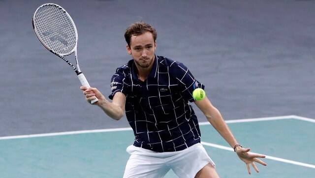 Daniil Medvedev in action against Milos Raonic. AP