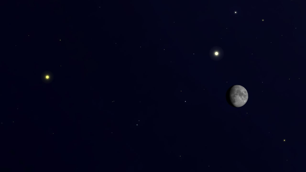 Jupiter and Saturn are due to join the moon in a rare celestial event in the fourth week of December. Image Credit: CDN