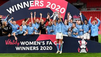 Women's FA Cup: Manchester City beat Everton in extra time to claim third title in four seasons
