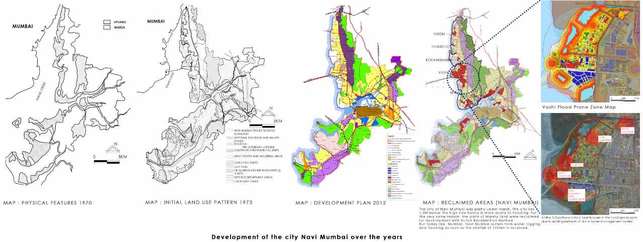 Map 1: Development Plan of Navi Mumbai 2012. Map 2: Reclaimed areas of Navi Mumbai