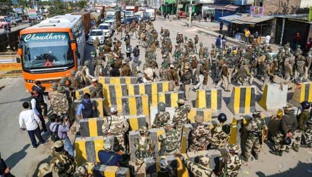 Security was enhanced at Singhu border in view of the ‘Delhi Chalo’ protest march by farmers against the new farm laws in New Delhi. PTI