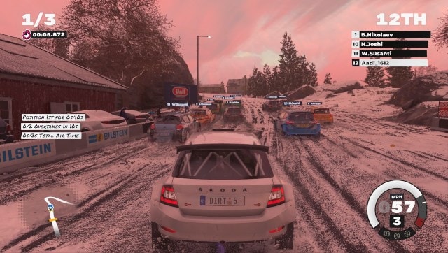 Having made the heroic decision of playing on a higher difficulty level despite being terrible at racing games, this is the view I had for most races. Screen grab from DIRT 5