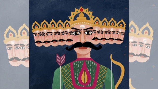 Happy dussehra indian festival design ravan face Vector Image
