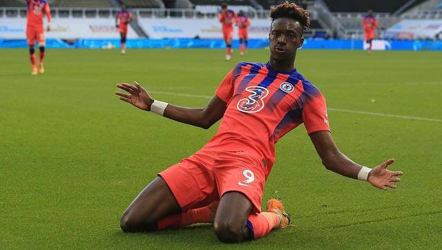 Chelsea’s Tammy Abraham celebrates after scoring his side’s second goal against Newcastle United on Saturday. AP Photo