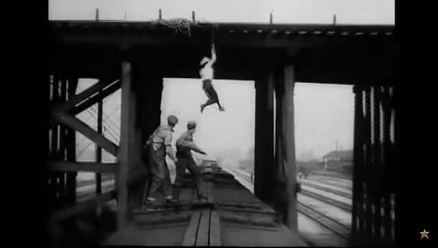An image provided by Kalem Company, a scene from The Escape on the Fast Freight, starring Helen Holmes. (Kalem Company via The New York Times)