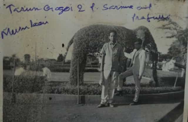 (L) A young Tarun Gogoi on a trip to Mumbai. Image courtesy Troilokya Bhattacharya