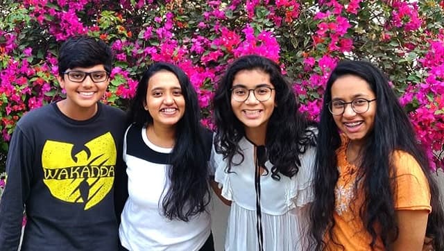 Vihaan Mangat, Eesha Bodapati, Sriya Bodapati and Prisha Mangat — the Aashayein team