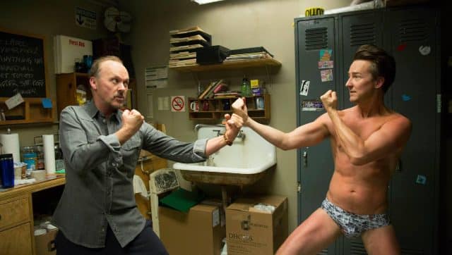 Michael Keaton and Edward Norton in Birdman